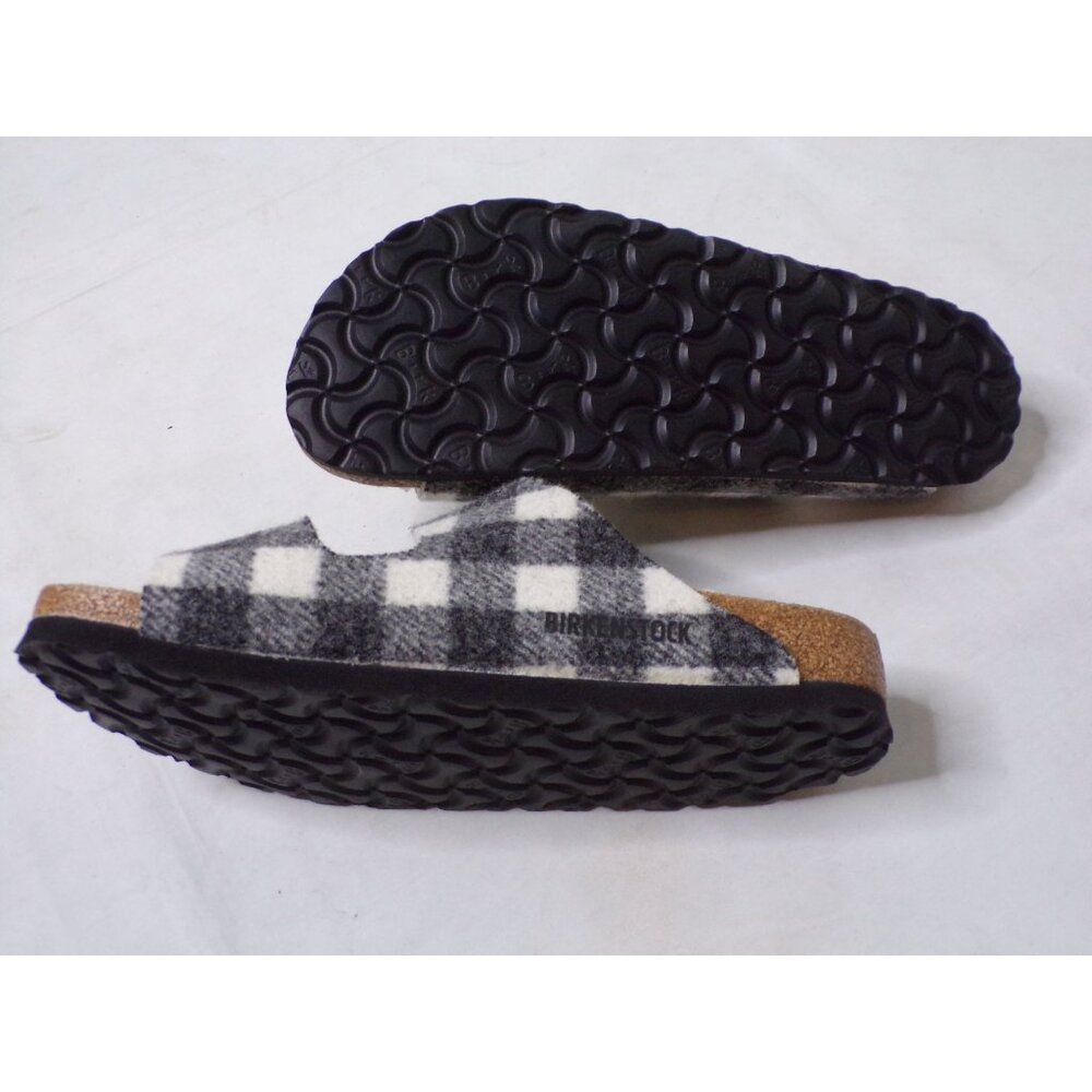 🆕BIRKENSTOCK Arizona Shearling Lined Wool Slide Sandals Black White Plaid 6-6.5 - Picture 12 of 12